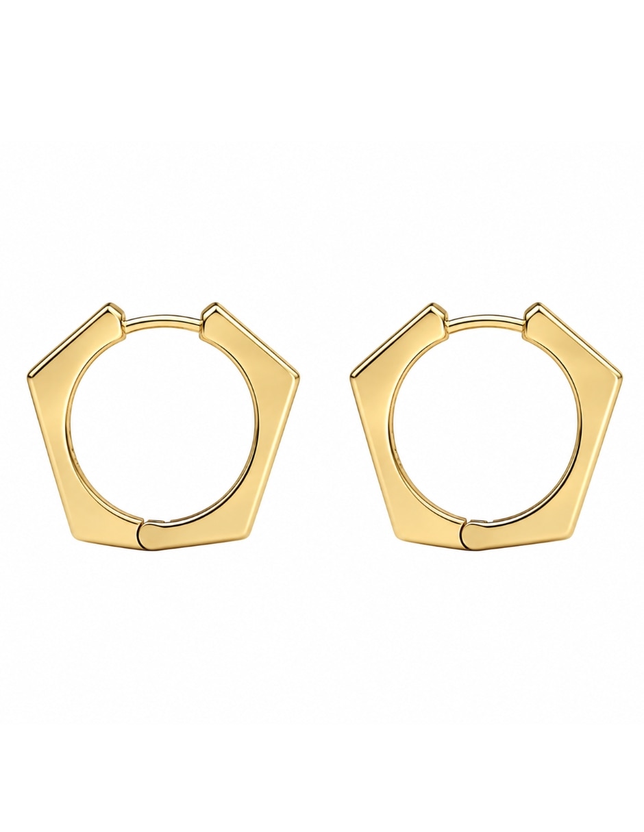 Aretes cortos octagonal Mancini oro 10 K con acabado pulido